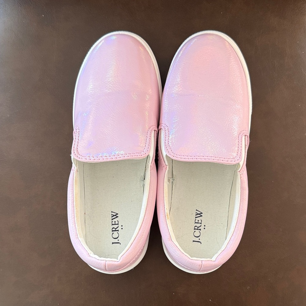 J. Crew Kids Shiny Pink Slip-On Sneakers